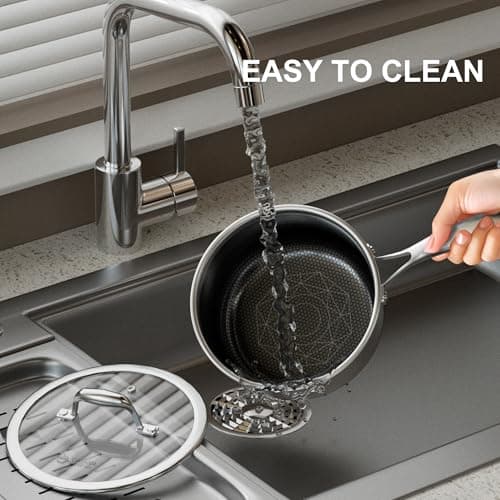 COOKER KING 2 Quart Stainless Steel Saucepan, Nonstick Sauce Pan, Ceramic Suce Pot with Tempered Glass Lid, Induction Pot Compatible with All Cooktops, Dishwasher & Oven Safe(PFAS/PFOA/PTFE Free) 5