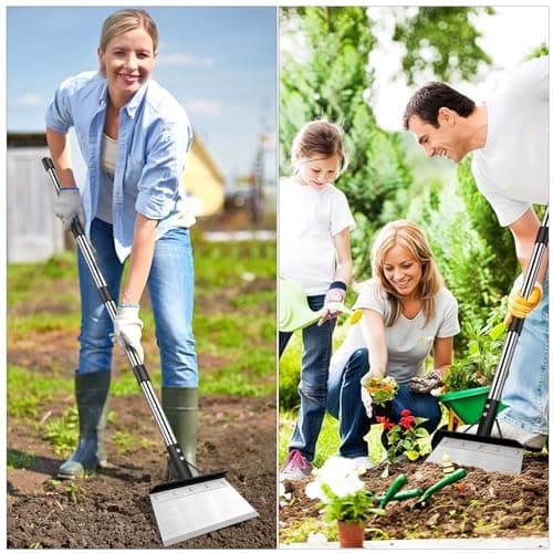 INCIKITI Multifunctional Garden Cleaning Shovel, Heavy Duty Steel Flat Shovel with 59" Adjustable Handle, Snow Ice Scraper, Outdoor Spade Tool for Weeding, Lawn Edging, Digging, Ice Removal 7