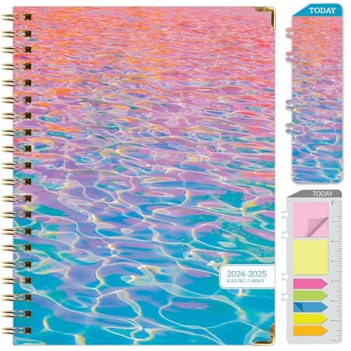 HARDCOVER Academic Year 2024-2025 Planner: (June 2024 Through July 2025) 8.5"x11" Daily Weekly Monthly Planner Yearly Agenda. Bookmark, Pocket Folder and Sticky Note Set (Summer Bliss)