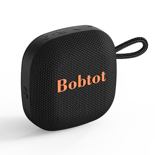 Bobtot Portable Bluetooth Speakers, Wireless IPX7 Waterproof Mini Speaker with 16H Playtime, Loud Stereo Sound, TWS, Built-in Microphone, Small Size with Lanyard, Black