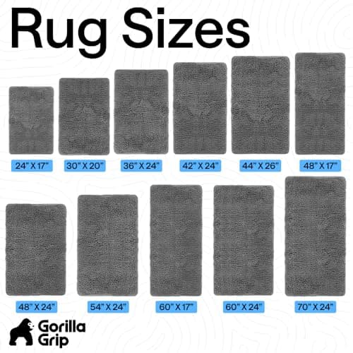 GORILLA GRIP Bath Rug Mat, Thick Soft Absorbent Chenille, Quick Dry Microfiber Mats, Rubber Backing Washable Shower Floor Rugs, US Designed Bathroom Bathmat Home Decor Accessories, 24x17, Grey 9