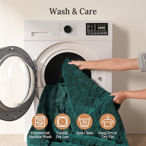 Kaisa Weighted Blankets for Adults 15 lbs 60"x80" Queen Size, Reversible Double Sided Fleece Plush Sherpa Jacquard Weighted Blanket for Pressure Relief, Cozy Fluffy Shaggy Knitted Heavy Blanket, Green 7