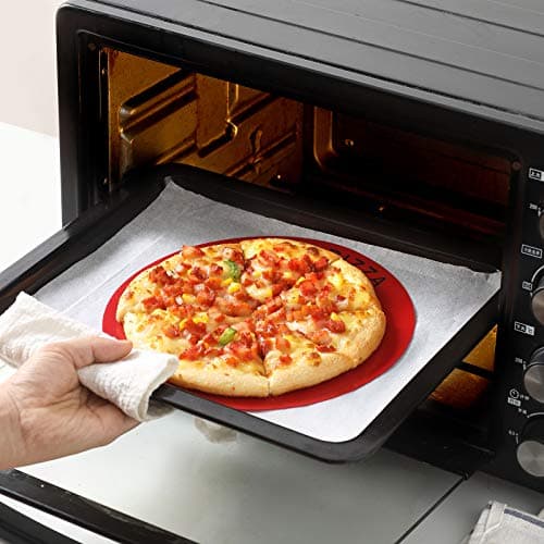 Silicone Baking Mat Set of 6, GUANCI Grade Food Baking mats Non-Stick Reusable Pizza Bakeware Mat for Making Macaroon, Pizza, Cookie, Pastry, Bread, Bun（Red） 6