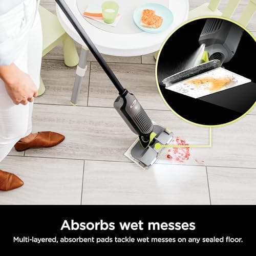 Shark VACMOP Cordless Hard Floor Cleaner, Vacuum and Spray Mop, Powerful Suction, Lightweight, LED Headlights, Includes 4 Disposable Pads, 12oz Multi-Surface Cleaning Solution, Gray, VM252 5