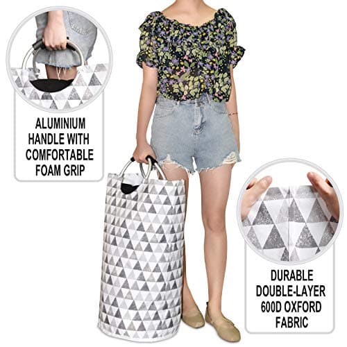 Dalykate Large Laundry Basket 82L Collapsible Oxford Fabric Laundry Hamper Foldable Clothes Laundry Bag with Handles Waterproof Washing Bin Portable Dirty Clothes Basket for College Dorm, Family 6