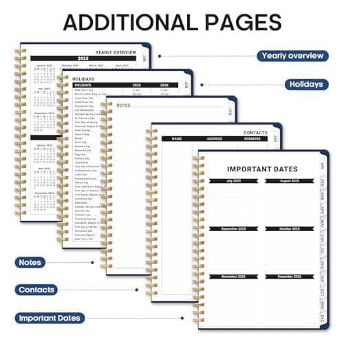2025 Planner, Weekly and Monthly Planner, 12 Month (Jan 2025 - Dec 2025), Hardcover 2025 Calendar Planner Book with Monthly Tabs, Inner Pocket, Spiral Bound, Perfect for Office Home School Supplies - A5 (6.3" x 8.5"), Petals 5