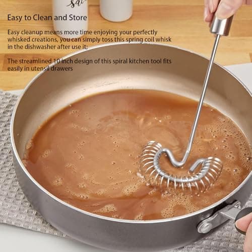 Lelasety 1Pc Stainless Steel Spring Coil Whisk, Handheld Spiral Wire Whipper Blender Beater, Kitchen Cooking Tools for Eggs, Cream, Sauces, Gravy, 10 inch 5