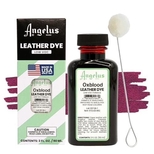 Angelus Leather Dye - Flexible Leather Dye for Shoes, Boots, Bags, Crafts, Furniture, & More 3oz, Dauber Included (Oxblood)