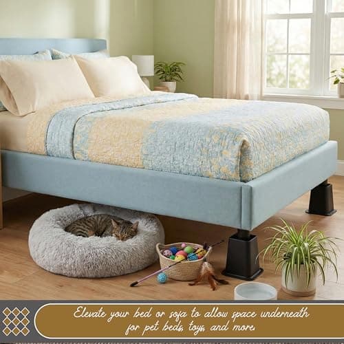 Kings Brand Furniture 6-inch Bed Risers - Set of 4 Black Heavy Duty Stackable Furniture Risers for Under Bed Storage, Desk, Sofa, Couch 8