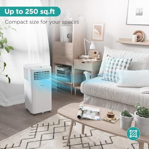 Hisense Portable Air Conditioner 6,000 BTU Cooling Dehumidifier Fan for Smaller Room up to 250 sq ft, Remote Control, White (Renewed) 9