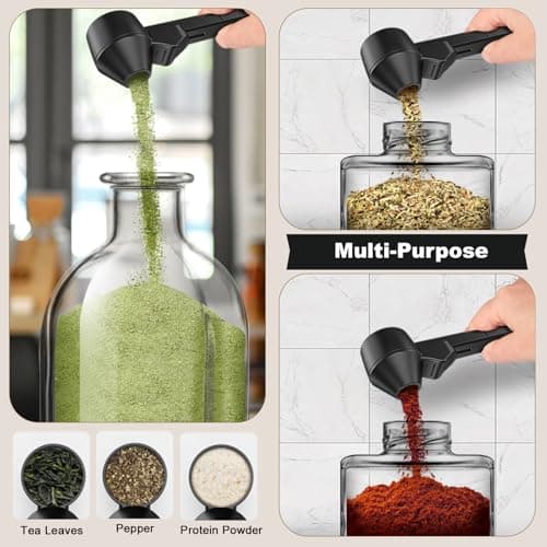 Coffee Scoop & Funnel for Reusable K Cup Refillable Coffee Pods, Coffee Measuring Spoon 2 Tablespoon Capacity, Scoop with Funnel for Ground Coffee, Protein Powder, Tea (Black, 1 Pack) 6