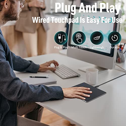 Trackpad Touchpad for PC, Wired Ultra Slim Trackpad, Sensitive TouchPads with No Latency, Accurate Responsive Trackpad with Multi-Touch Gestures, for Windows 7/10/11 Laptop Desktop- Grey & Black 7