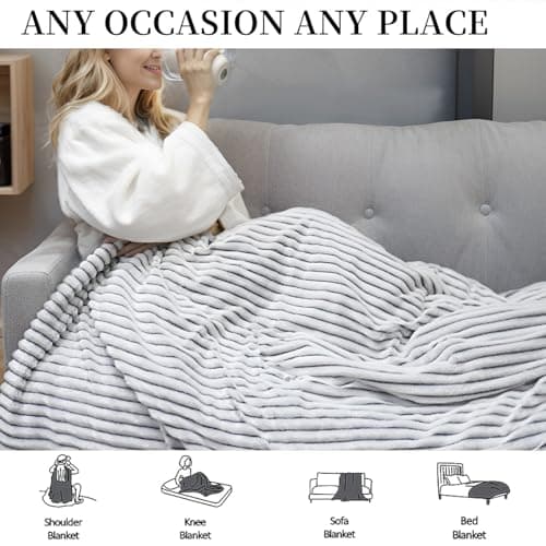 Weighted Idea Heated Weighted Blanket - Fast Heating Electric Throw Blanket with 6 Levels (Queen Size 60''x80'',15 lbs)-High Breathability and Soft Comfort Material with Glass Beads- Grey 5