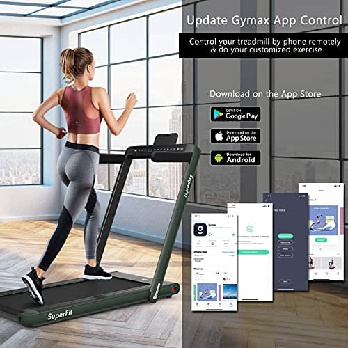 Goplus 2 in 1 Folding Treadmill with Dual Display, 2.25HP Superfit Under Desk Electric Pad Treadmill, Installation-Free, Blue Tooth Speaker, APP Control, Remote Control, Walking Jogging for Home 7