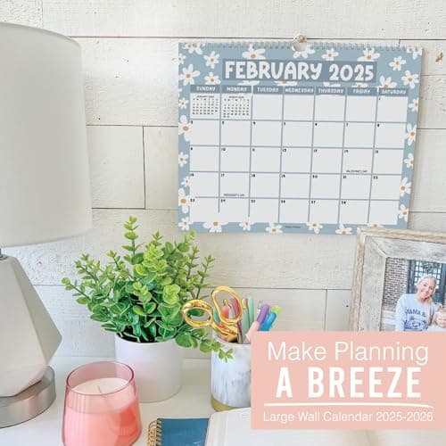 Hadley Designs Wall Calendar 2025-2026 – 18-Month Hanging Calendar 2025-2026 for Family, Home, School, & Office, Spiral Bound with Large Date Blocks & Notes Sections (Floral) 8