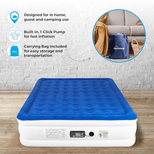 SoundAsleep Dream Series Luxury Air Mattress with ComfortCoil Technology & Built-in High Capacity Pump for Home Camping- Double Height, Adjustable, Inflatable Blow Up, Portable - California King XL 7