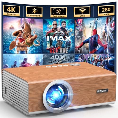 [Electric Focus / High Brightness] Projector with WiFi and Bluetooth, Highlight Native 1080P Outdoor Movie Projector, FUDONI Home Theater Auto 6D Keystone, 300"Screen for USB/HDMI/iOS/Android/TV Stick