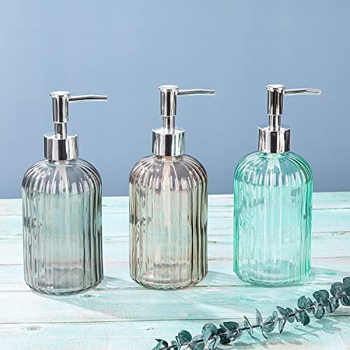 Cutiset Bathroom Accessories Set, 15oz Glass Soap Dispenser Bottle for Bath Decor, 3 Pack Set 6