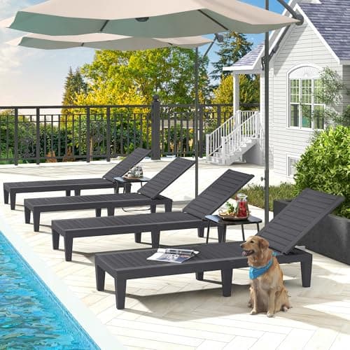 DWVO Outdoor Chaise Lounge, Pool Lounge Chair Set of 2 w/ 5-Level Backrest, Waterproof & Easy Assembly Patio Lounge Chair for Garden, Pool, and Beach (Dark Grey) 7