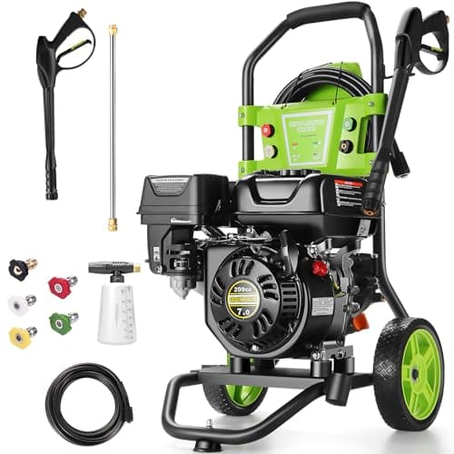 4200PSI Gas Power Washer, 2.4GPM Pressure Washer 209CC Gas Powered Washing Machine Commercial High Pressure Washer, 4 Adjustable Nozzles, 25ft Hose, High-Pressure Washer for Home Yard Car Use