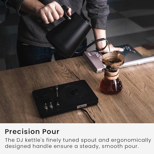 Lafeeca DJ Electric Gooseneck Kettle for Pour Over Coffee & Tea - Water Boiler - Turntable Design - Quick Heating & Temperature Control - Copper 5