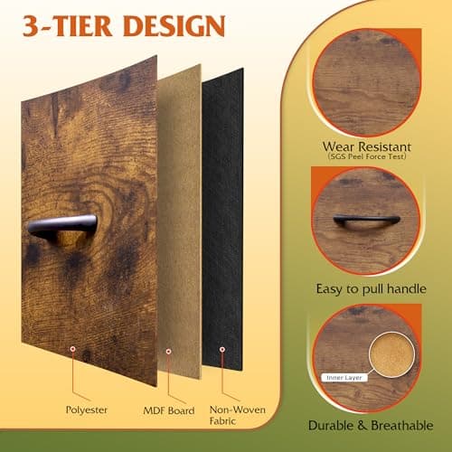 WLIVE Dresser for Bedroom with 5 Drawers, Wide Chest of Drawers, Fabric Dresser, Storage Organizer Unit with Fabric Bins for Closet, Living Room, Hallway, Rustic Brown Wood Grain Print 5