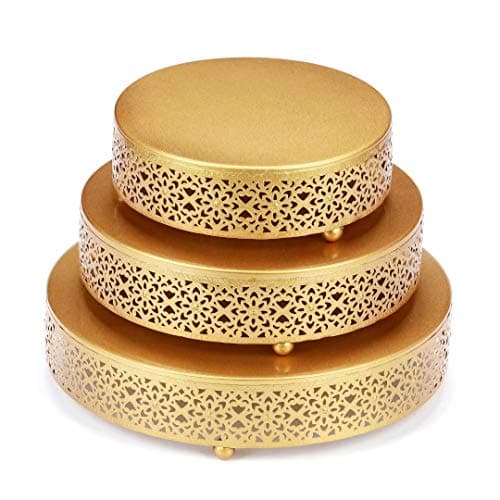VILAVITA 3-Piece Cake Stand Set Round Metal Cake Stands Dessert Display Cupcake Stands, Gold