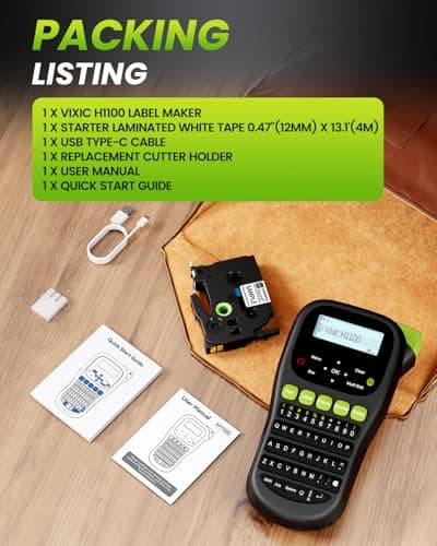 Vixic Label Maker Machine, H1100 Label Makers with Backlit Screen, Portable Label Maker Waterproof-Labels Handheld Labeler with Keyboard, Industrial Labeling Machine for Cable Wire Network 8