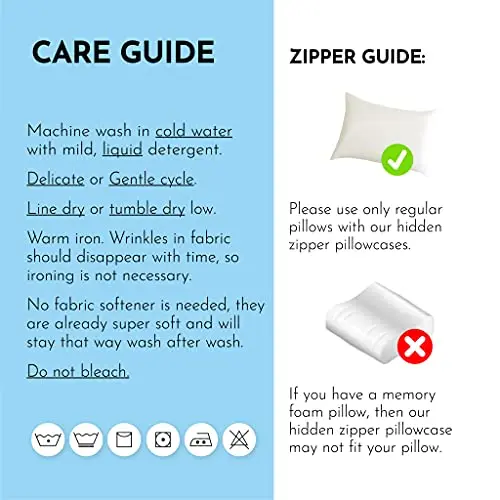 Zippered Pillowcases - King Size 36x20, 100% Viscose Derived from Bamboo, 2 PK, Cream - Cooling Pillow Cases - Silky Pillow Covers for Hot Sleepers, Menopause, Night Sweats - by JoMo 7
