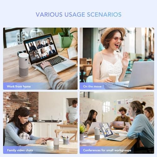 NUROUM C10(2nd Gen) 1080P Conference Webcam with Microphone Speaker, Portable All in One Computer Camera for Video Conference, AI Noise Cancellation & AGC, USB Plug&Play for PC/Desktop Zoom/Teams 8
