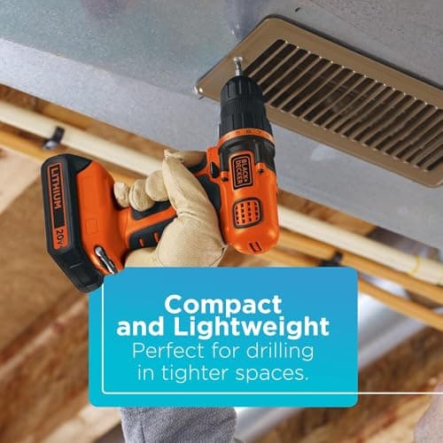 BLACK+DECKER 20V MAX Cordless Drill and Driver, 3/8 Inch, With LED Work Light, Battery and Charger Included (LDX120C) 7