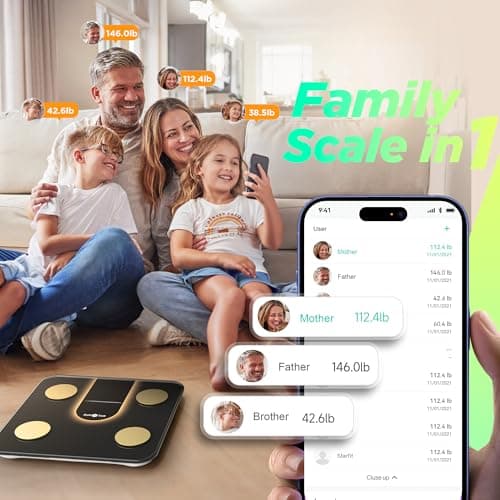 RunStar Scale for Body Weight, Smart Scale with 8-in-1 VA Display, High Precision Bathroom Digital Scale for Body Weight Heart Rate BMI Body Fat 22 Body Composition Sync APP, FSA&HSA Eligible 5