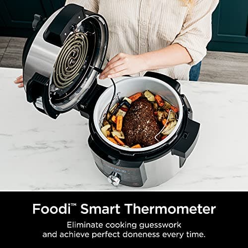 Ninja OL701 Foodi 14-in-1 SMART XL 8 Qt. Pressure Cooker Steam Fryer with SmartLid & Thermometer + Auto-Steam Release, that Air Fries, Proofs & More, 3-Layer Capacity, 5 Qt. Crisp Basket, Silver/Black 5