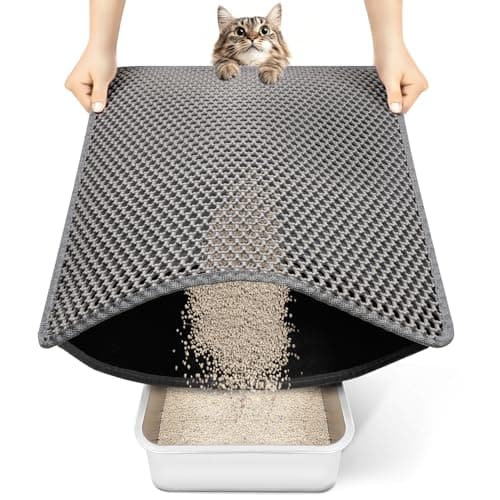 Conlun Cat Litter Mat Kitty Litter Trapping Mat 25” x15” Honeycomb Double Layer, Urine Waterproof, Easier to Clean, Litter Box Mat Scatter Control, Less Waste, Soft on Paws, Non-Slip