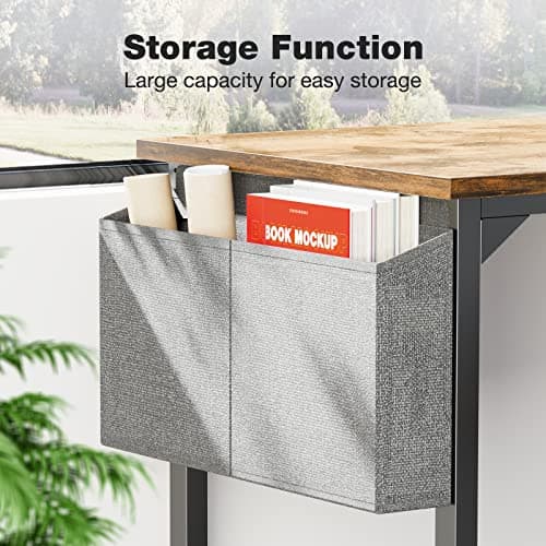 OLIXIS Computer Small Desk 40 Inch Home Office Writing Study Work Storage Bag Headphone Hooks Simple Modern Wood Kids Student Table 7