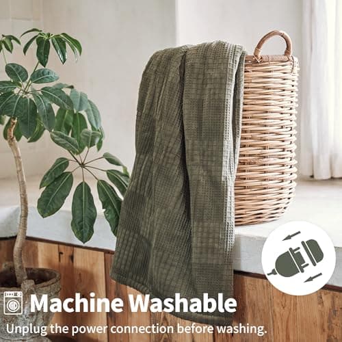 Texciting Heated Blanket Electric Blanket Throw 50''X60''-Heating Throw with 9 Heat Settings-2-10 Hours Auto Off,ETL Certified,Machine Washable (Gray Green) 6