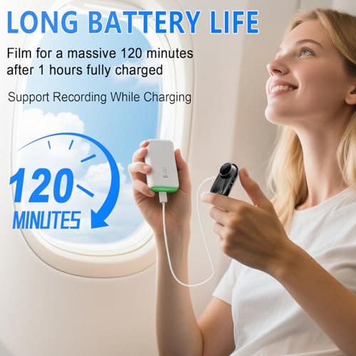 Mini Body Camera 1080P, 512G Thumb Vlogging Cam Hands-Free Recording, Action Camera with 360° Rotate Clip&Magnetic Clip, Wearable Video Recorder for Traveling/Motorcycle(SD Card Not Included) Black 8