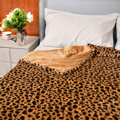 MERRYLIFE Heated Blanket Cozy Soft Electric Blanket with 4 Heating Levels&8 Hours Auto Off Overheat Protection Machine Washable UL&FCC Certification Use for Home Couch (Cheetah,50" 60") 6