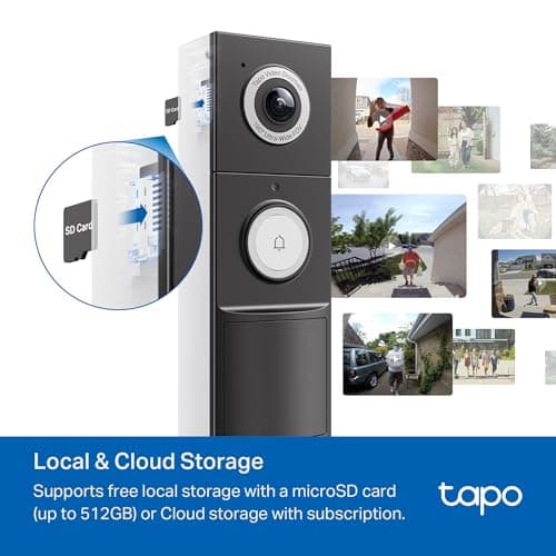 Tapo 2K+ Wired or Battery Powered Smart Video Doorbell with Chime - 180° Field of View, Person/Vehicle/Package Detection, Ring Call, 2-Way Audio, Subscription-Free Local Storage or Optional Cloud,D225 6