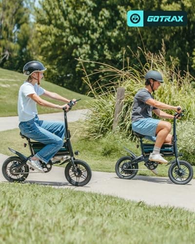 Gotrax Nano 14" Folding Electric Bike, Max Range 25Miles(Pedal-Assist) & Max Speed 15.5Mph, Power by 350W Motor, Adjustable Seat & Dual Fenders, Commuter Electric Bicycle for Adults/Teens Black 9