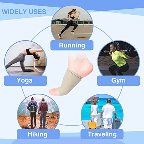 YLYLXIMA Arch Support Sleeves Compression Arch Support Plantar Fasciitis Relief Brace with Gel Pad Inside Metatarsal Foot Arch Supports for Flat Feet Arch and Foot Pain - Men Women (1 Pair Beige) 7