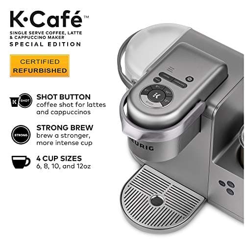 Keurig K-Cafe Special Edition Coffee Maker, Single Serve K-Cup Pod Coffee, Latte and Cappuccino Maker, Comes with Dishwasher Safe Milk Frother, Coffee Shot Capability, Nickel (Renewed) 7
