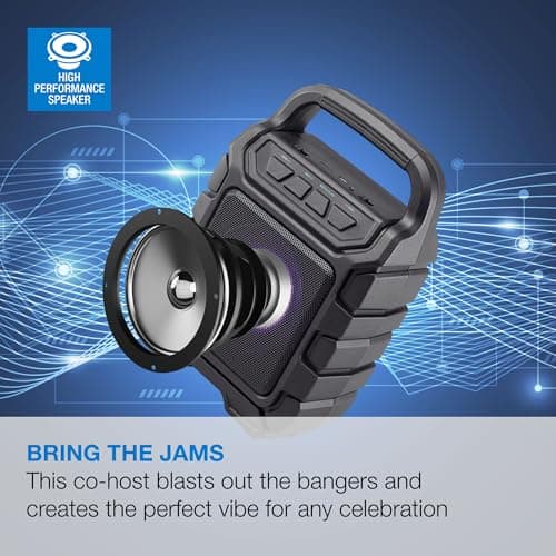 iLive Electronics ISB199B Wireless Tailgate Party Speaker, with LED Light Effects and Built-in Rechargeable Battery, Black 5