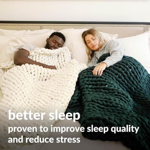 Nuzzie Original Knit Weighted Blanket - Breathable, Cooling, Hand Made Knit Throw Blanket for Sleep - Machine Washable, Stylish Decor Design (Forest Green, Queen | 22lbs | 60"x80") 7