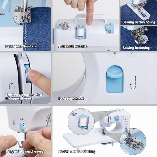 Sewing Machine for Beginners with Extension Table Portable Large Heavy Duty Sewing Machines Kit Supplies 12 Built-in Stitches with Needles Assorted Thread Kit Starter Kit Easiest for Adult and Kids 7