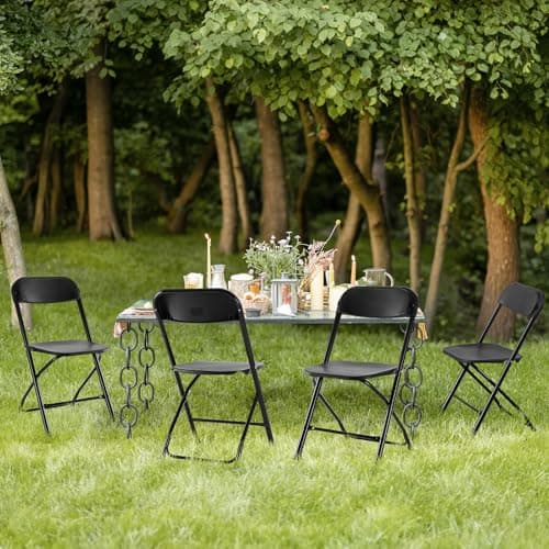 Sweetcrispy Folding Chair 10 Pack, Plastic Foldable Chairs with 330-Pound Capacity, Sturdy Metal Portable Chair, Easy to Use and Store, Outdoor and Indoor, for Home, Office, Party, Comfy, Black 7