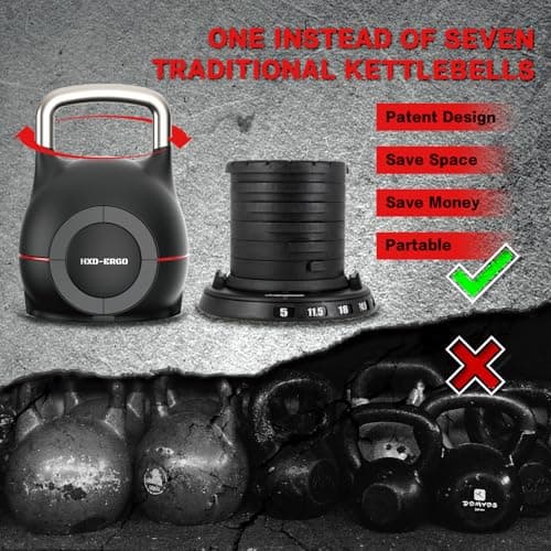 HXD-ERGO Adjustable Kettlebell Weight Set-Quickly Adjusts 7 Weights,Ergonomic kettlebell sets for Home Gym 5-44 LBS 5