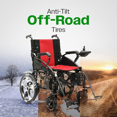 Culver Artemis All Terrain Electric Wheelchair Heavy Duty, 2xMotor Foldable Electric Wheelchairs for Adults, Power Wheelchair, Silla de Ruedas para Adultos Electrica, Wheelchairs for Seniors — Red 5