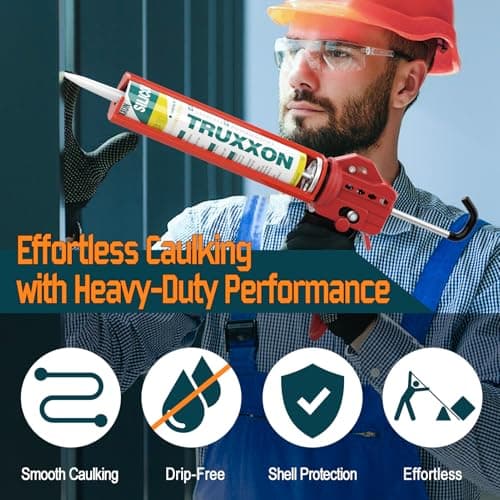 2026 One-Touch Drip-Free Caulk Gun | Effortless & Professional Design with Heavy-Duty Metal Body, 18:1 Thrust Ratio | For 9, 10, 11 oz Silicone Tubes 6