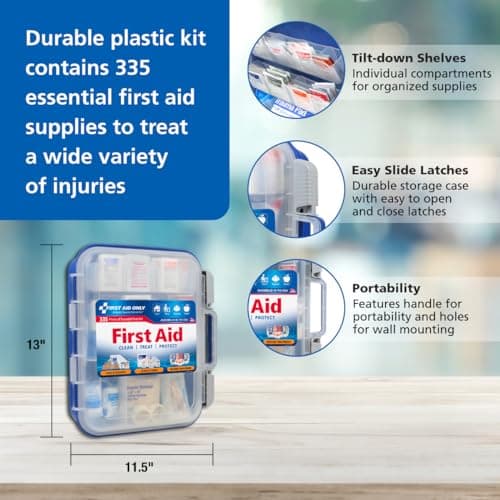 First Aid Only 91247 OSHA-Compliant First Aid Kit, All-Purpose 100-Person Emergency First Aid Kit for Business, Worksite, Home, and Car, 335 Pieces, Multicolored 5